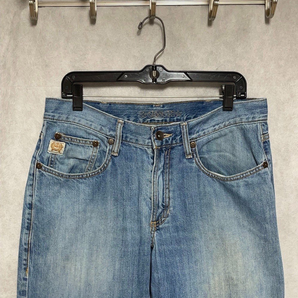Cinch Jeans Men 33x37 Blue White Label Relaxed Fit Denim Western Cowboy MB98334